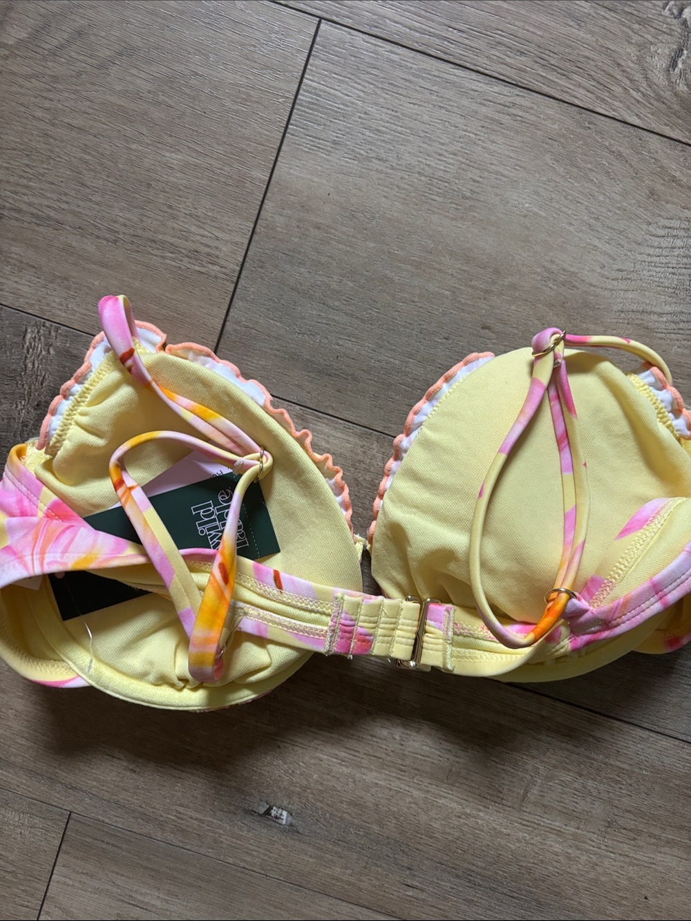 wild fable Yellow Pink Floral Underwire Bikini Top D/DD - Picture 2 of 3